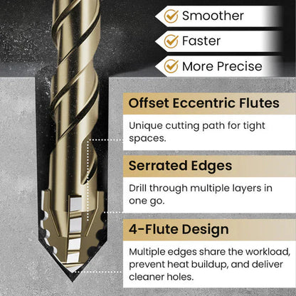 💥💥HIGH-STRENGTH 4-FLUTE SERRATED ECCENTRIC DRILL BIT KIT - (SET OF 13)💥💥DI💥💥